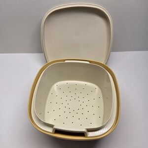 Tupperware Steam N Store 888 Harvest Gold and Ivory Vintage Kitchen Collectible